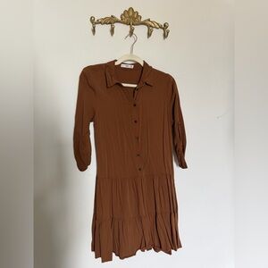 MANGO Brown Drop-Waist Women's Dress